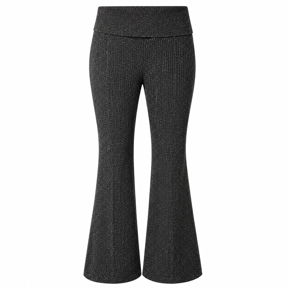 NWOT Aerie Thick Textured Knit Foldover Adjustable Rise Grey Flare Capri Pant -